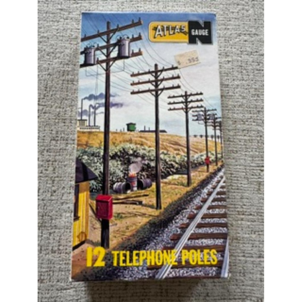 Atlas N Scale 2801 Telephone Poles 12 pcs for Railroad Scenery New Open Box